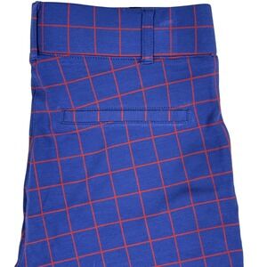 Betabrand Women's Medium Petite Blue Red Grid‎ Check Pattern Flare Pants